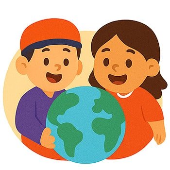 طفلان يتعلمان عن العالم ضمن نشاط معرفي للأطفال