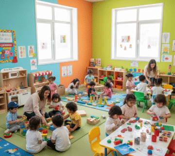 Children learning through play and creative activities at Al Mubdee Al Sagheer