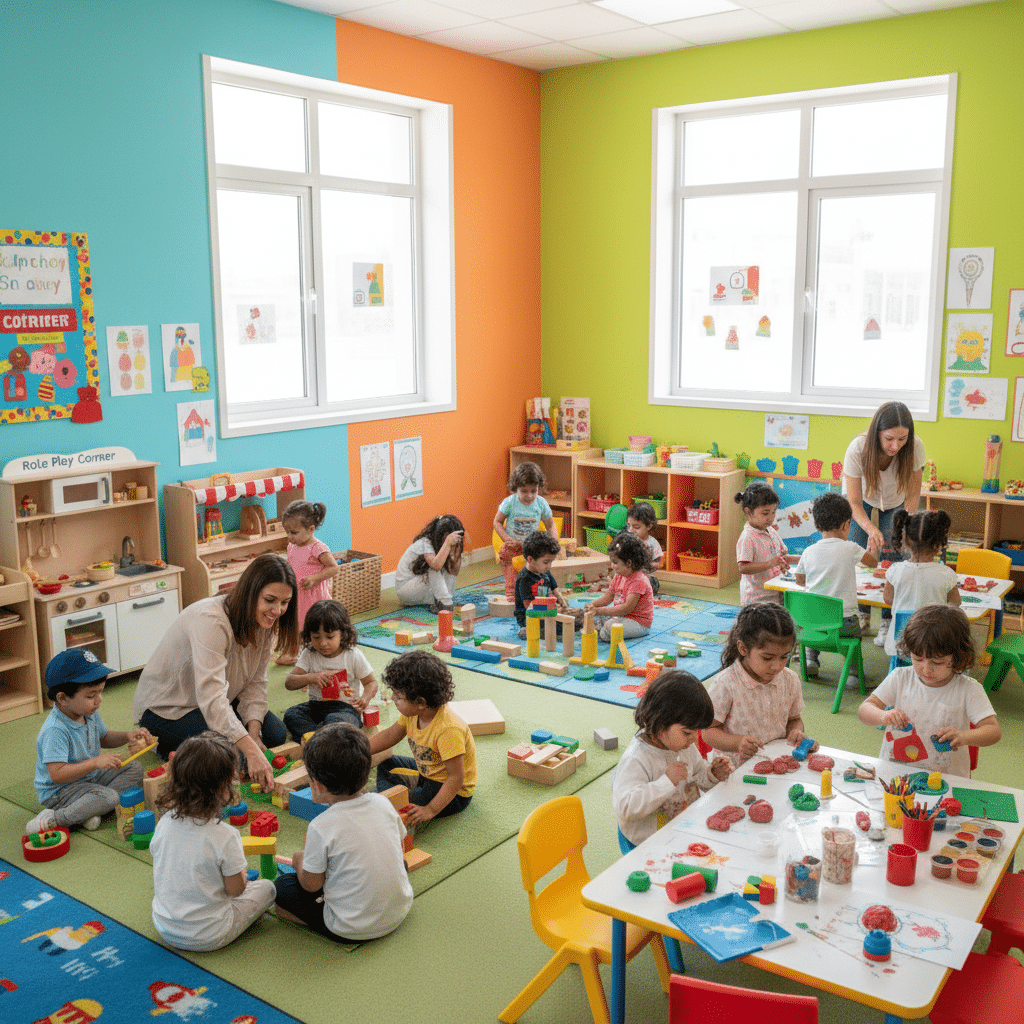 أطفال يتعلمون من خلال اللعب والأنشطة الترفيهية في مركز المبدع الصغير