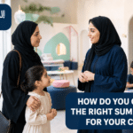 A mother and daughter visiting a summer camp before registration